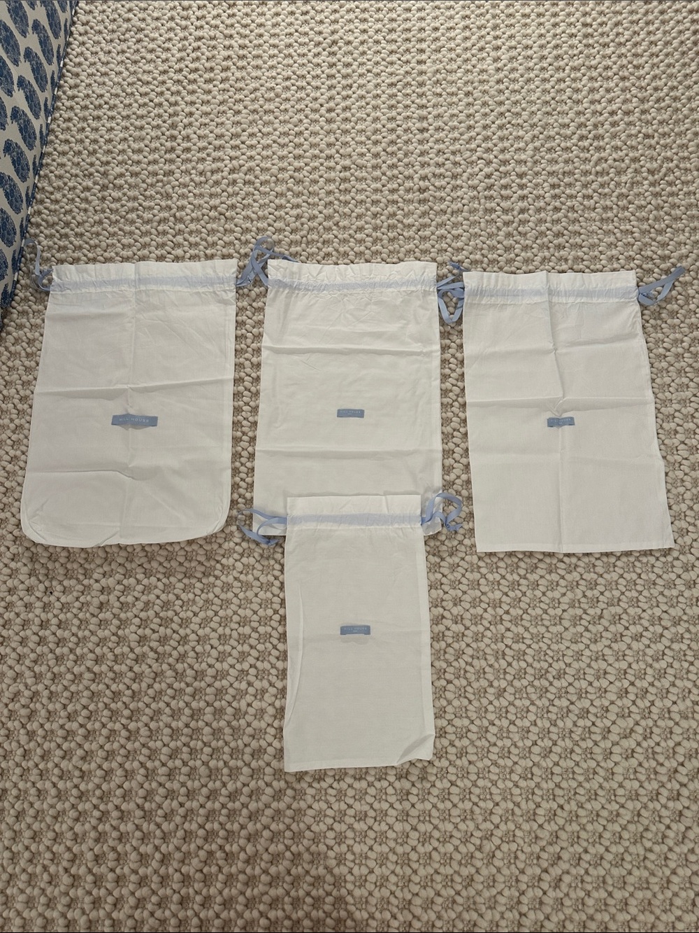 Set of 4 White Drawstring Dust Bags- hill house home